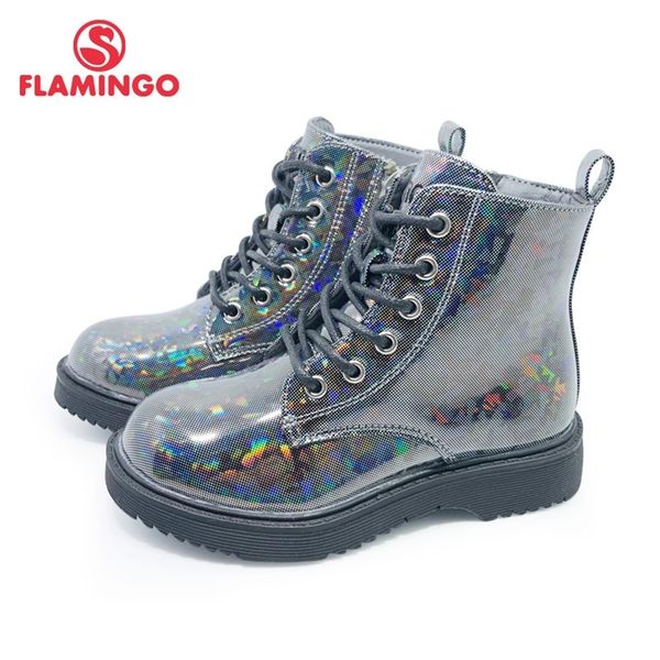 Flamingo marca russa Autumn/Winter Fashion Kids Boots de alta qualidade de couro brilhante Sapatos infantis para menina --2127 LJ201201