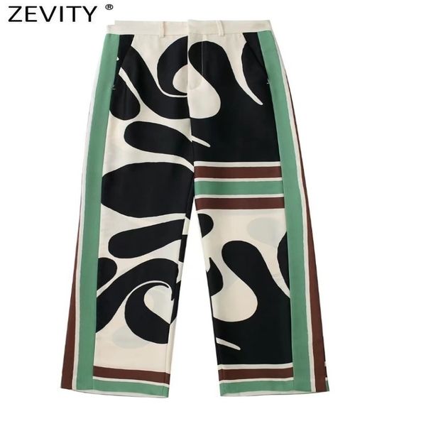 

women's pants capris zevity women vintage geometric patchwork graffiti print w 220823, Black;white