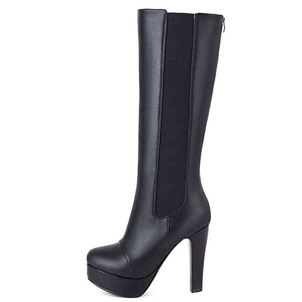 

boots autumn winter women high shoes platform knee thigh elastic black punk heels long party dance lady large 220805