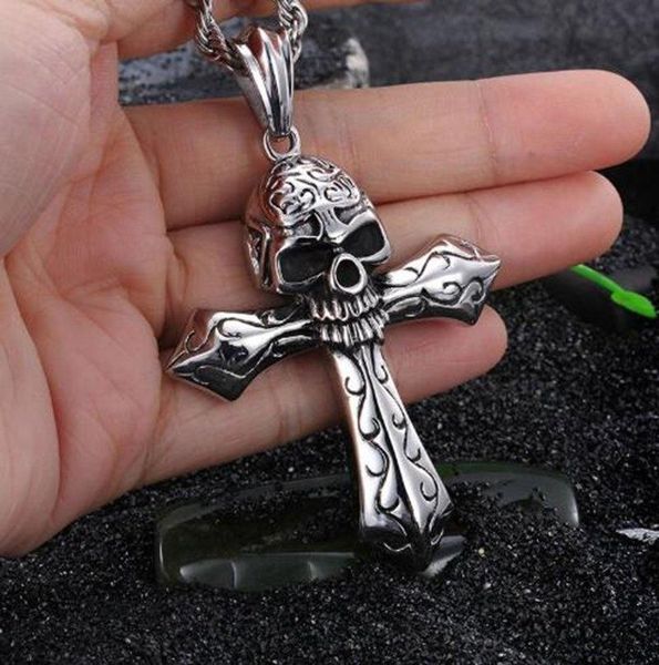 

pendant necklaces creative hip-hop skull cross men and women fashion cool necklace casual jewelry, Silver