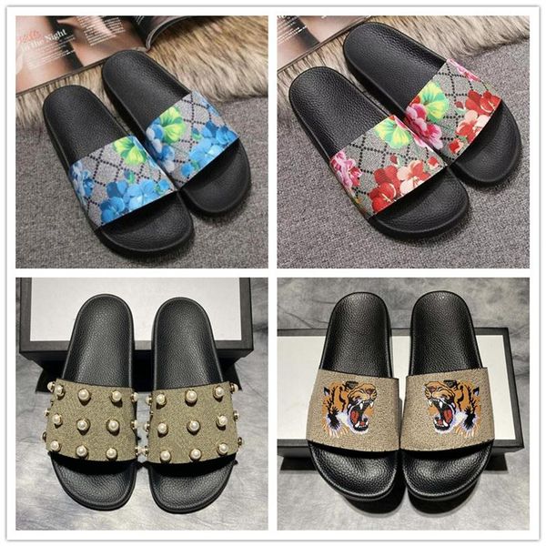 

mens womens paris sliders luxuryshoes summer sandals beach slippers ladies flip flops loafers black white red green218n