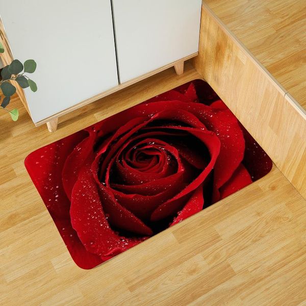 Tapetes de lavanda Lotus Rose Padrão de girassol Banheiro cozinha Bedchamber anti-deslizamento Mat de piso confortável Modern Housing DecorationCarpets