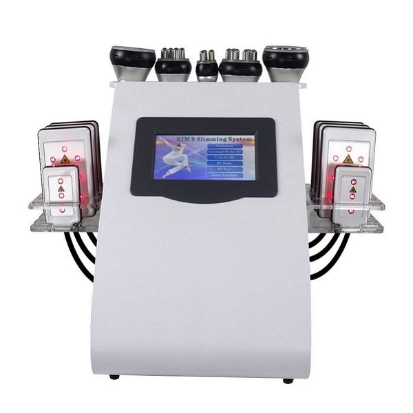 La migliore macchina per cavitazione 40k Ultrasuoni 6 in 1 Rf Fat Lipo-laser Modellamento del corpo Radiofrequenza Laser Lipo multifunzionale per la perdita di peso 8 pastiglie