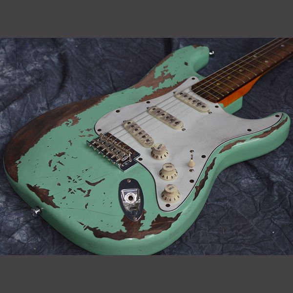 

chinese electric guitar fen alder body st hand made heavy relic maple neck 6 strings high quality