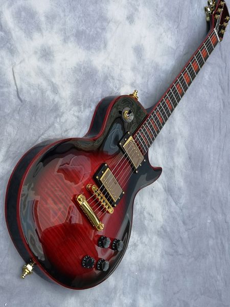 

2022 electric guitar red burst custom ebony fingerboard binding over frets