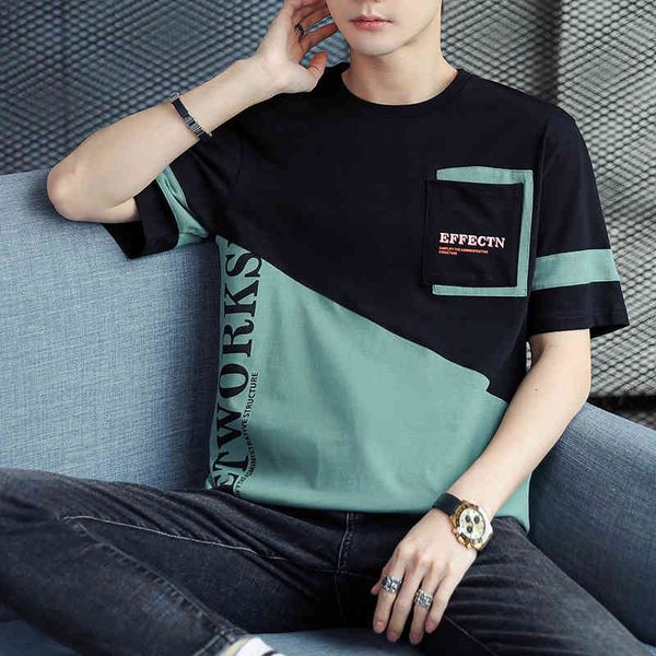 

2022 summer short slim fit half sleeve boys' letter printed t-shirt men's fashion brand top, Black;brown