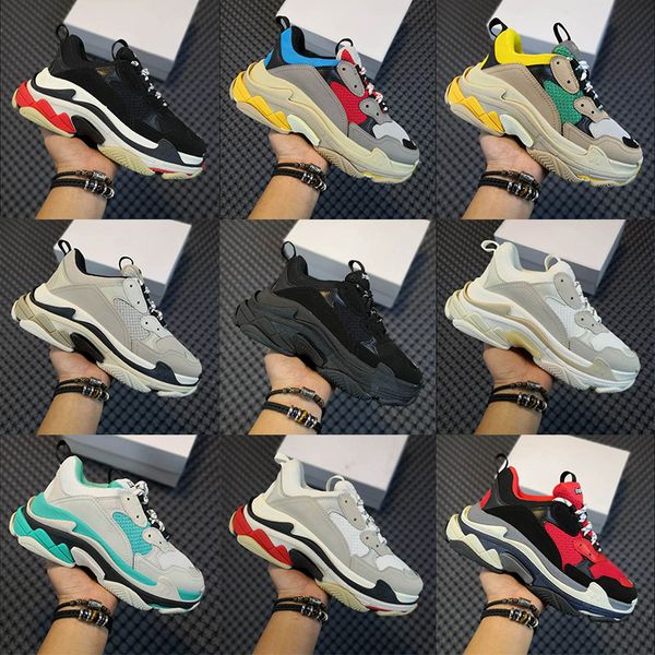 

fashion paris 17fw triple s mens sneaker casual dad shoes for men women luxury designers triple black white purple neon pink sports sneakers