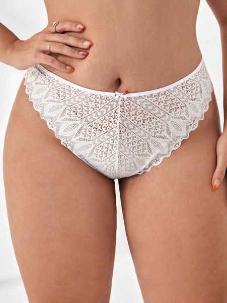 

plus bow front crisscross back lace panty j9we#, Black;white