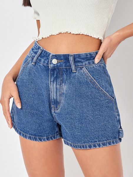 

petite straight leg denim shorts r6f5#, White;black