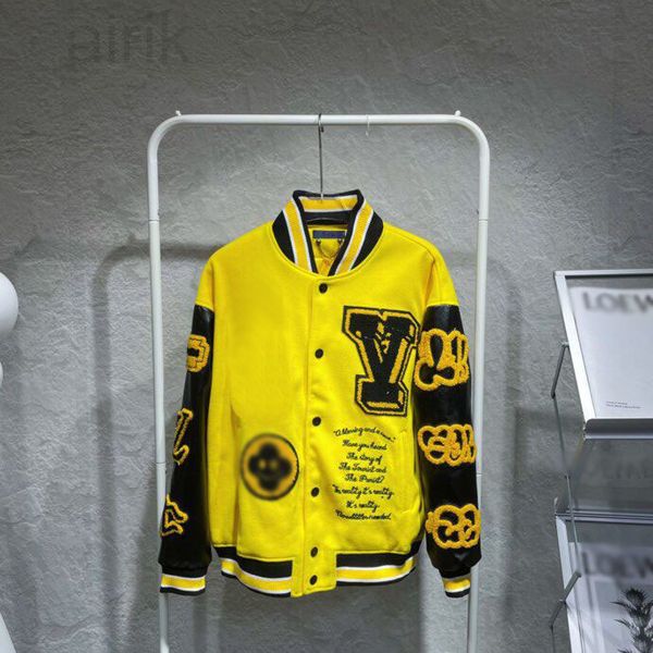 

2023 streets fashion catwalk jacket men's baseball uniform flat embroidery pull side high street jacket color black white size s-xl, Black;brown
