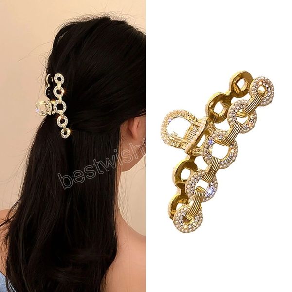 Koreanische Mode Perle Diamant Intarsien Hohl Schellen Haar Zubehör Für Frauen Metall Grip Französisch Retro Haarnadel Partei Schmuck