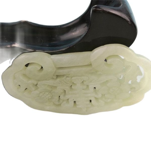 

chinese jade handmade carving jade lock pendant, Silver