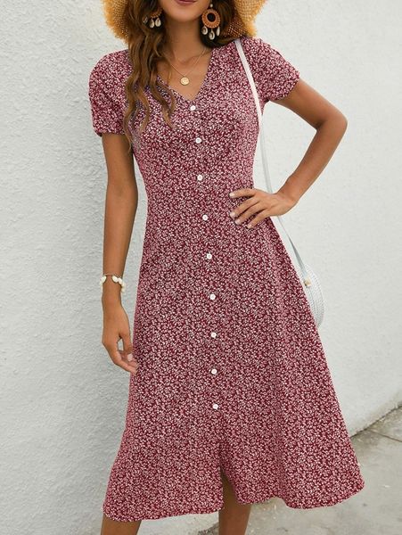 

plants print button up dress r2ar#, Black;gray
