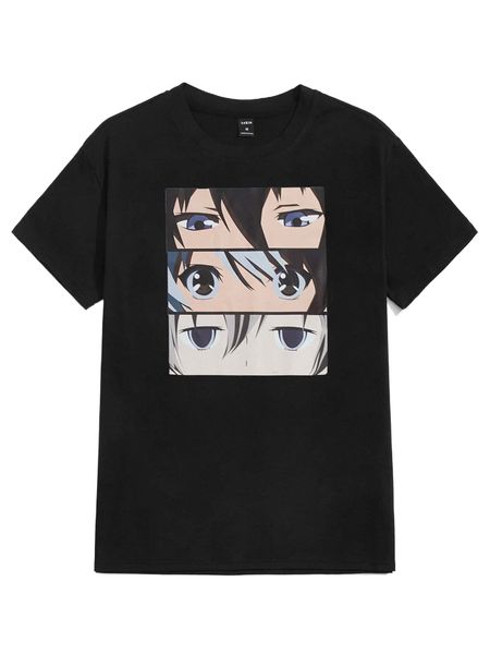 

men drop shoulder figure pattern tee b5z2#, White;black