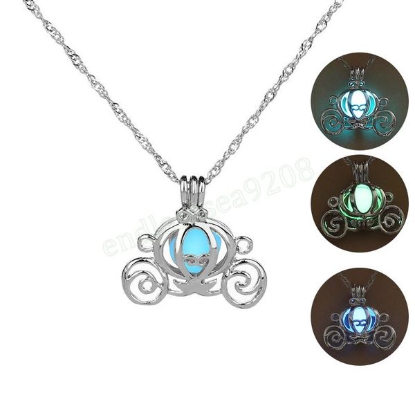 

charm necklace women simple pumpkin car luminous beads pendant necklace for jewelry glow in the dark halloween gifts, Silver