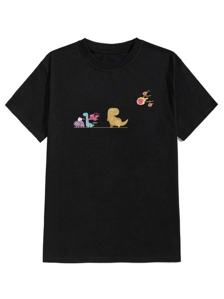

romwe guys dinosaur graphic tee g0wl#, White;black