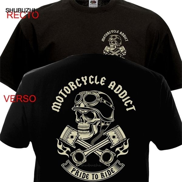 

motorcycle addict biker chopper bobber motard motorrad summer short sleeve plus size print men t shirt summer t shirt 220407, White;black