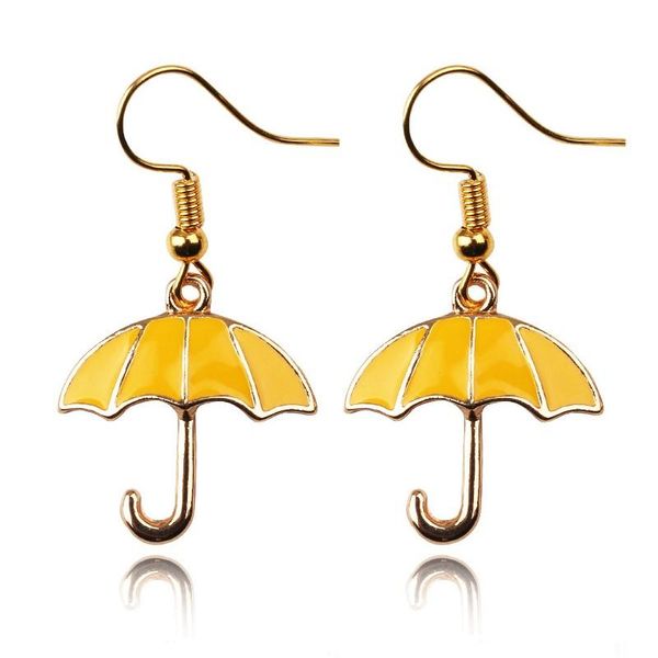 Ciondola il lampadario Fashion Cute HIMYM TV Show Orecchini pendenti romantici Ombrello giallo Gioielli in smalto coreano Regalo per le donneDangle DangleDangl