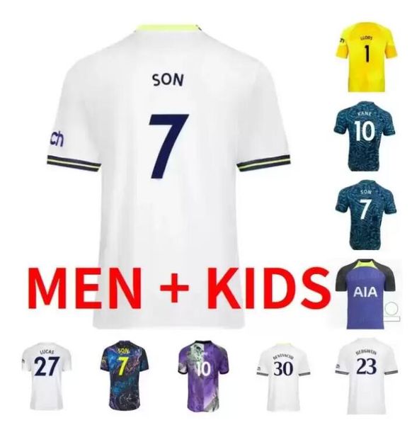 

tottenham 22 23 kane son kulusevski soccer jerseys hojbjerg colorful away 2021 2022 2023 lucas dele third 3rd football kit shirt bryan purpl, Black;yellow