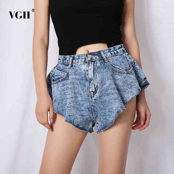 

casual denim short for women high waist patchwork pocket solid basic shorts female fashion clothing summer 210507, White;black
