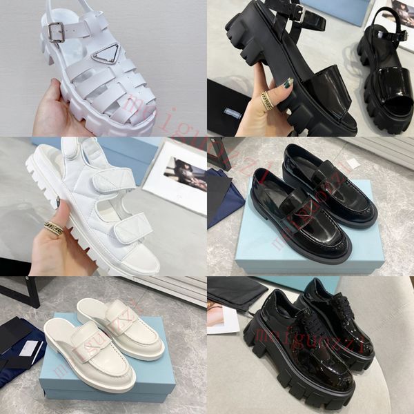 

designer women casual shoes brand slides lady sandals genuine leather platform loafers new luxurys womens dress shoe fashion flat slipper, Black