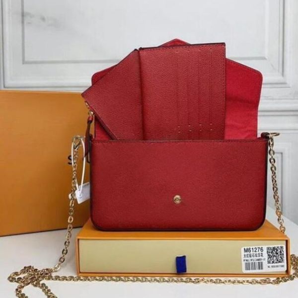 

with box designers bags dustbag original 3pcs set luxurys purse woman fashion monogrames multi pochette felicie chain v68r