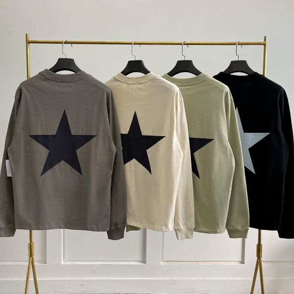 

ess designer men's sweatshirts autumn and winter fashion round neck pullovers high street loose sweatshirts stars long sleeve t-shirt, Black