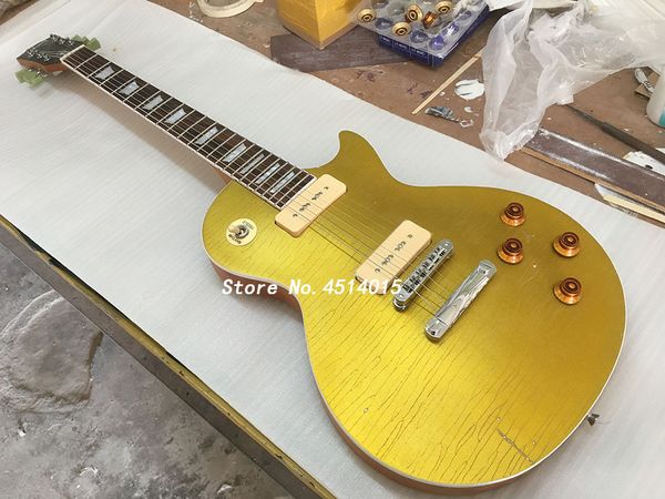

factory direct 6-string electric guitar golden paint retro do old electric guitar peach core wood p90 pickup postage