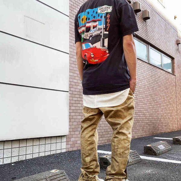 

trend hip hop gallerydepts t shirts high street back painted car print men's loose short sleeve women's couple t-shirt, White;black