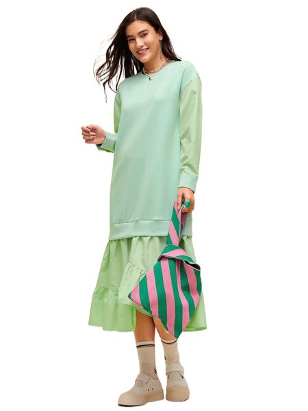 

drop shoulder ruffle hem pullover dress y9l1#, Black