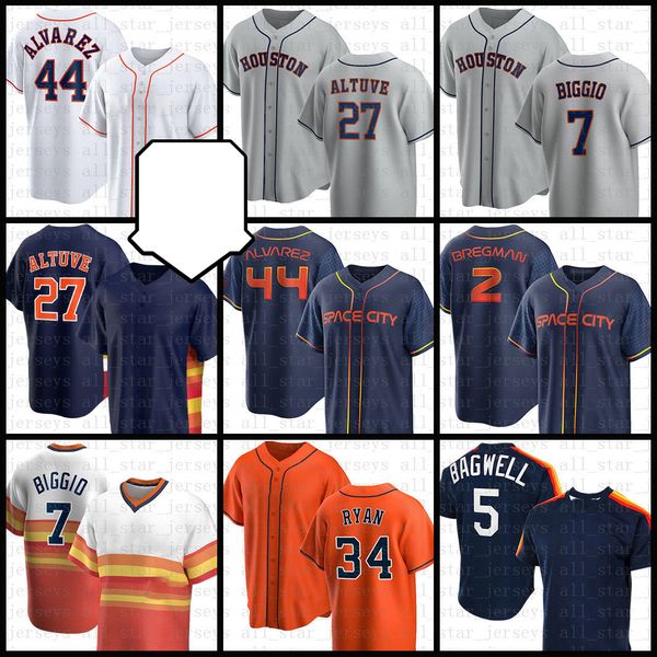 2022 Space City Connect Maglia da baseball Houston 27 Jose Altuve Yordan Alvarez Craig Biggio Alex Bregman Nolan Ryan Jeff Bagwell Justin Verlander Jake Meyers