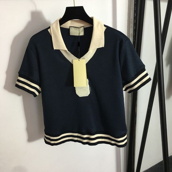 

vintage womens polos flocking letter design polo short sleeve lapel, White