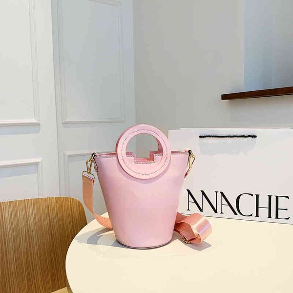 

new women's bucket bag t home fashion solid color letter handbag single shoulder messenger wallets