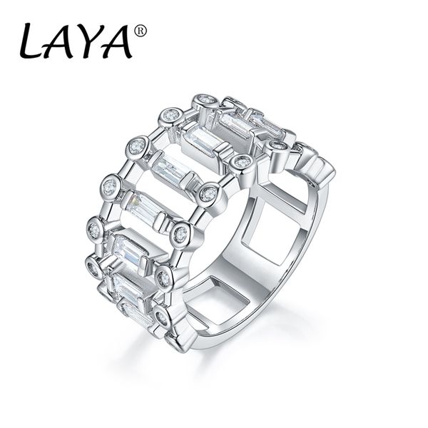

laya 925 silver clear cubic zirconium cluster ring for women's party engagement classic original jewelry gift, Golden;silver