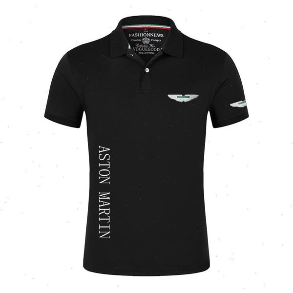 

aston martin casual men summer polo shirt brand fashion business cotton short sleeve male solid golf tennis, White;black