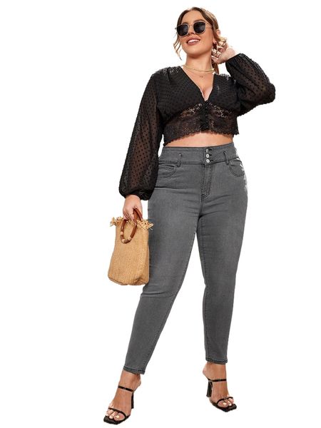 

plus high waist skinny jeans d49z#, Blue