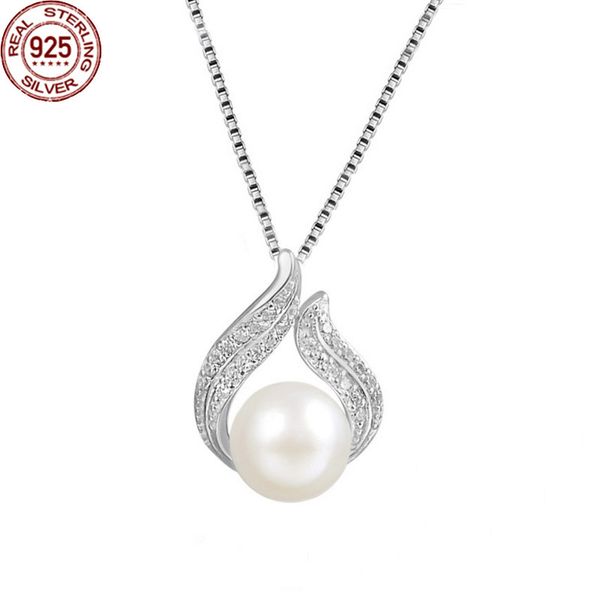 

new arrival s925 silver freshwater pearl pendant clavicle chain necklace full of zircon drop jewelry for girls wedding gifts