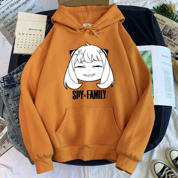 Anime Spy X Family Anya Smug Manga Hoody Masculino Estilo Harajuku Moletom Com Capuz Solto Quente Moletom Outono Fleece Pulôver Y220713