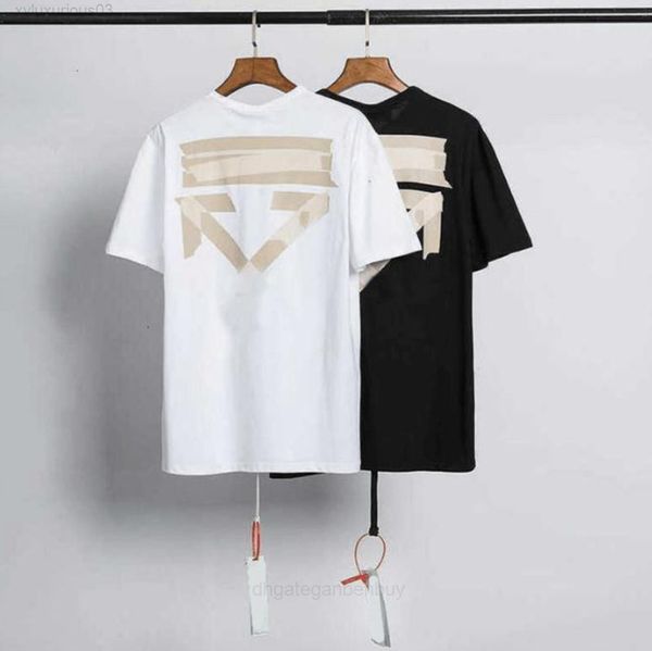 

2022 brand summer men's t shirts offs tide argan oil painting arrow printing mens womens t-shirts hip hop streetwear white black back x