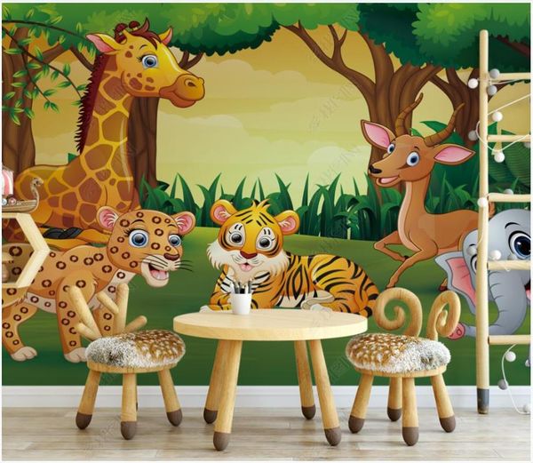 Tapeten Benutzerdefinierte PO Wallpaper für Wände 3 D Cartoon Wandbild Schöne Waldtier Kinderzimmer Hintergrund Wandpapiere Malerei