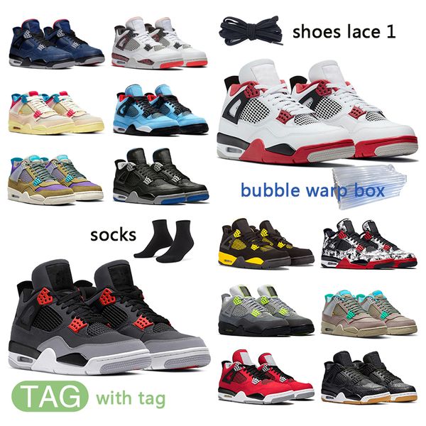 

2022 high 4s 4 basketball shoes nuc blue white oero shimmer black cat lightning fire red bred pure money metallic purple green sneakers