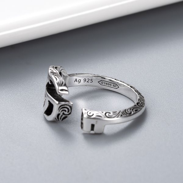 

opening adjustable size ring creative pattern retro ring 925 silver plated ring jewelry supply