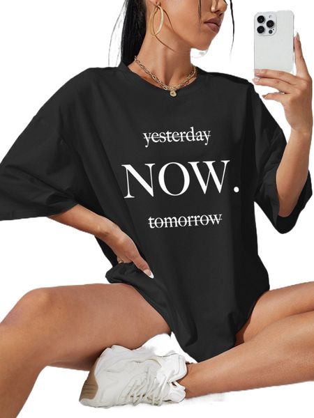 

letter graphic drop shoulder oversized tee 49au#, White