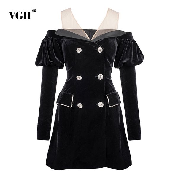 

vintage black dress for women slash neck long sleeve high waist mini bodycon dresses female fashion clothing style 210507, Black;gray