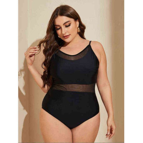 

piece triangular one bikini large mesh stitching conservative belly covering thin women's swimsuit, White;black