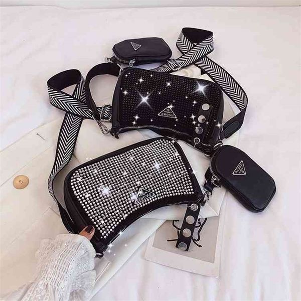 

62% off trendy bags 2022 new designer handbags hand net red in one rhinestone chest single messenger