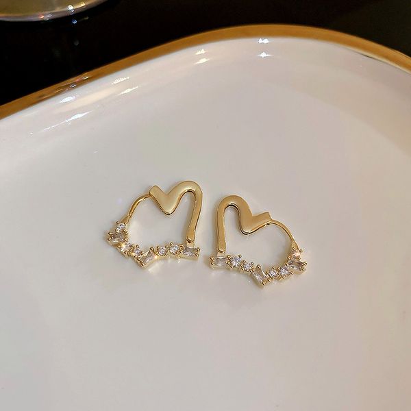 

micro inlaid zircon flower ear hook earrings korean ins light luxury earrings fashion graceful personality high-grade eardrop for women, Golden