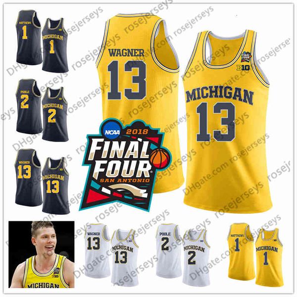 

michigan wolverines #13 ignas brazdeikis wagner 1 charles matthews 2 poole moritz zavier simpson livers teske final four basketball jerseys, Black