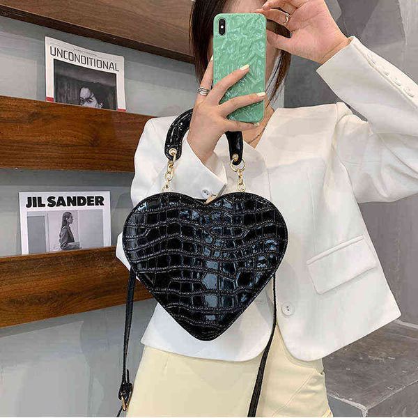 

brand heart tote bag for women 2021 stone pattern pu leather crossbody bags female small shoulder bags cute purse handbags y220630