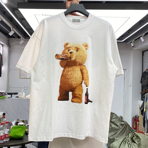 

casualt shirt tee funny bear printed men women 1 short sleeve t-shirt, White;black